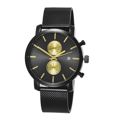 Forrader Herren Uhren mit Mesh Edelstahl Wasserdicht Chronograph Quarz Armbanduhr für Männer mit Datum, gold von Forrader