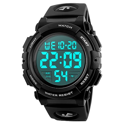 Forrader Uhren für Männer Großes Zifferblatt Digitale Herrenuhr Sport Wasserdicht LED Militär Armbanduhren Chronograph Wecker, Schwarz Forrader Uhren für Männer Großes Zifferblatt Digitale Herrenuhr Sport Wasserdicht LED Militär Armbanduhren Chronograph Wecker, Schwarz von Forrader