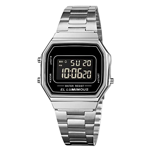 Forrader Unisex Digitaluhr Fashion Freizeit Quadratisch Herren Armbanduhr Wasserdicht Edelstahl Sport Armbanduhr, silber, Armband Forrader Unisex Digitaluhr Fashion Freizeit Quadratisch Herren Armbanduhr Wasserdicht Edelstahl Sport Armbanduhr, silber, Armband von Forrader