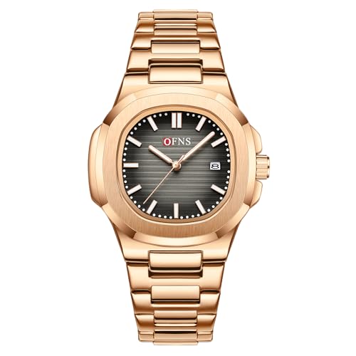 Herren-Armbanduhr, Datum, Business-Uhr, Edelstahl, luxuriöser Stil, leuchtend, Quarz, wasserdicht, Analoganzeige, Armbanduhr für Herren, Rosengrau Herren-Armbanduhr, Datum, Business-Uhr, Edelstahl, luxuriöser Stil, leuchtend, Quarz, wasserdicht, Analoganzeige, Armbanduhr für Herren, Rosengrau von Forrader