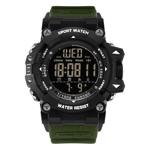 Herren Digitaluhr Sport Outdoor Wasserdicht Herren Armbanduhren mit LED Hintergrundbeleuchtung Alarm Stoppuhr Datum Militär Uhr für Männer, armee-grün von Forrader