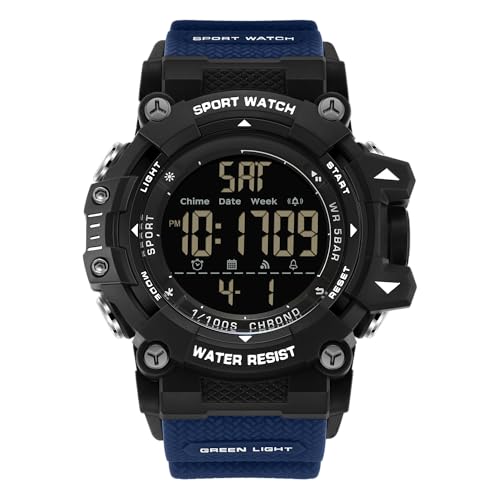 Herren Digitaluhr Sport Outdoor Wasserdicht Herren Armbanduhren mit LED Hintergrundbeleuchtung Alarm Stoppuhr Datum Militär Uhr für Männer, schwarz / blau von Forrader