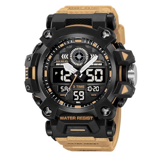 Herren Militär Uhr Outdoor LED Digital Uhr Wasserdicht Taktische Armee Armbanduhr Mode Sport Uhren Geschenk für Männer, khaki Herren Militär Uhr Outdoor LED Digital Uhr Wasserdicht Taktische Armee Armbanduhr Mode Sport Uhren Geschenk für Männer, khaki von Forrader