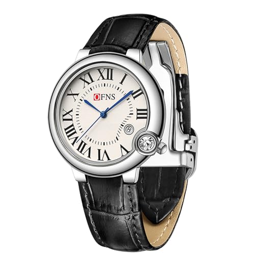 Uhr Herren Wasserdicht Herren Armbanduhren Analog Quarz Uhr mit echtem Leder oder Edelstahl Band Mode Business Designer Uhren für Männer, Schwarz , Armband von Forrader