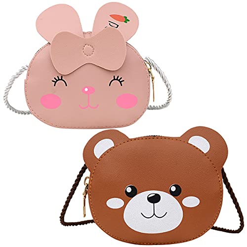 Forreen Kinder Umhängetasche, 2 Stücke Prinzessin Mini Taschen Mädchen Umhängetasche kleine Süße Handtaschen PU Leder Geldbörsen Messenger Taschen für Kinder Mädchen von Forreen