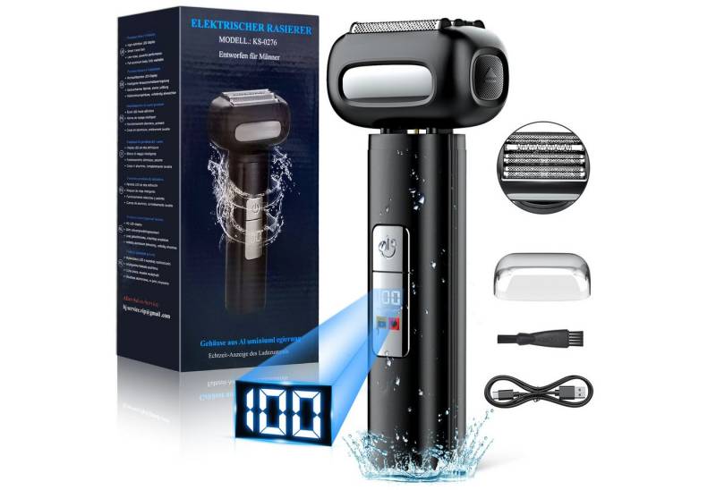 Forrlite Elektrorasierer Rasierer Herren Elektrisch,Elektrorasierer Herren,Folienrasierer, Elektrisch Wiederaufladbarer USB Rasierapparat Nassrasierer, Trockenrasierer 120 Min Laufzeit,Zero Gap Skin,IPX7 Waschbarer Reisesperre, Trocken Nass Doppelzweck von Forrlite
