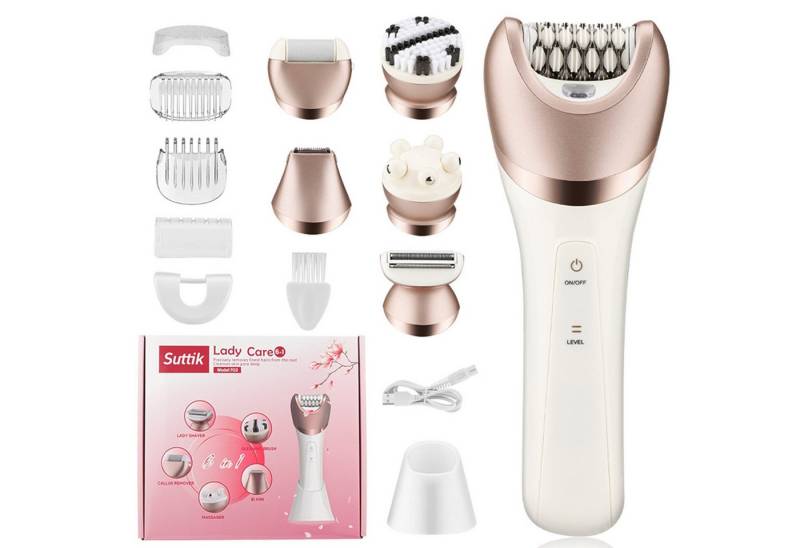 Forrlite Epilierer Epilierer Damen,6-in-1 Epilierer für Damen Kabelloser, Nass und Trocken-Gesichtsepilierer mit Peelingbürste,Reinigungsbürste,Massagekopf IPX7 Wasserdicht,USB Wiederaufladbar und Tragbar von Forrlite