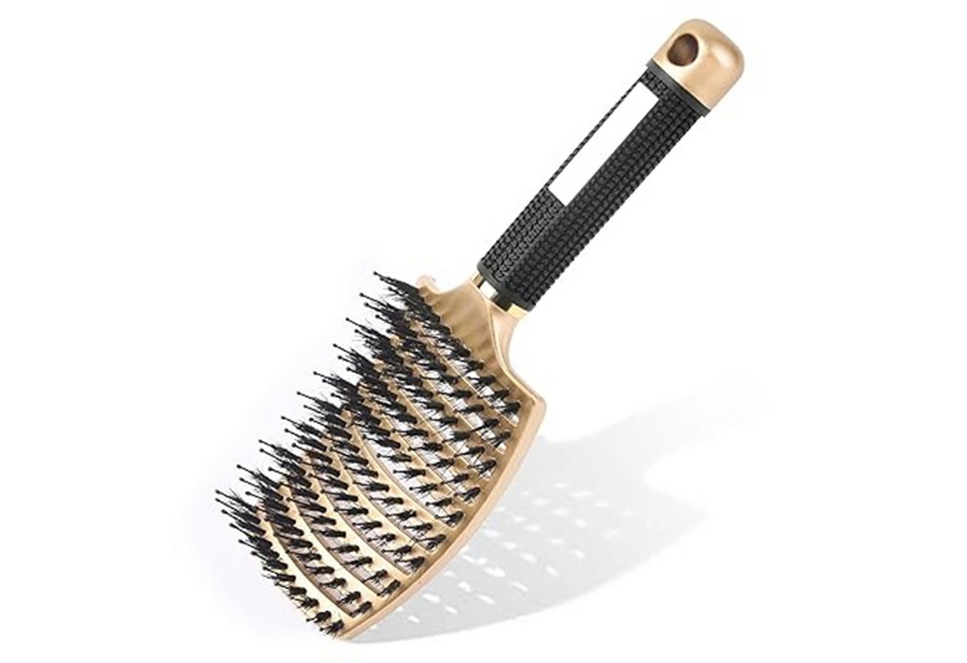 Forrlite Haarbürste Haarbürste, Profi Entwirrungsbürste mit Griff, Haarbürste ohne Ziepen, Wildschweinborsten Haarstyling Bürste für Locken Lange Feine Dicke Lockige Haare (Gold) von Forrlite