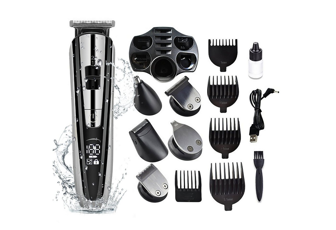 Forrlite Haarschneider Glatzen Rasierer Herren Elektrisch, Kopfrasierer mit Magnetischen 6, Scherköpfen, IPX6 Wasserdicht, Kopfrasierer für Glatze mit LED, Anzeige, Typ-C Aufladung von Forrlite