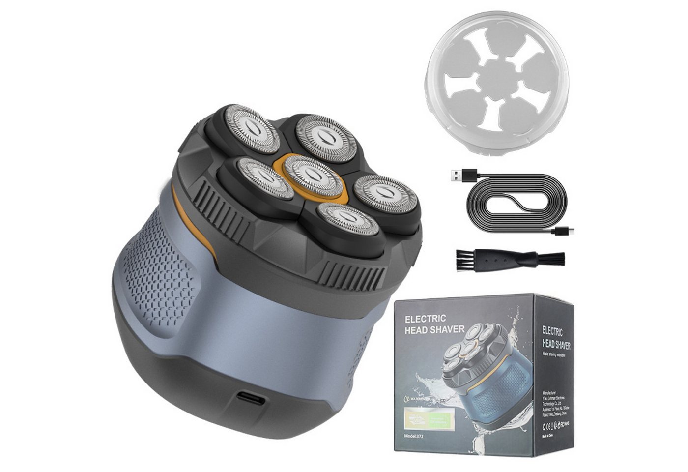 Forrlite Haarschneider Glatzen Rasierer Herren Elektrisch, Kopfrasierer mit Magnetischen 6, Scherköpfen, IPX6 Wasserdicht, Kopfrasierer für Glatze mit LED, Anzeige, Typ-C Aufladung von Forrlite