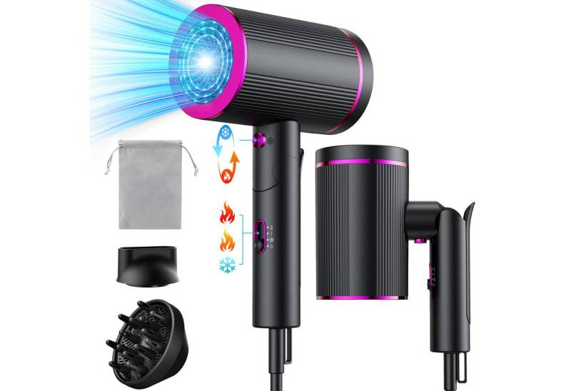 Forrlite Haartrockner Föhn,Föhn Klappbar Haartrockner Ionen mit Diffusor, Konzentrator, Düse und Aufbewahrungstasche, 2 Heiz - 3 Geschwindigkeitsstufen, 2400W Turbo-Ultra-Leise-Motor, Föhn Klein Forrlite Haartrockner Föhn,Föhn Klappbar Haartrockner Ionen mit Diffusor, Konzentrator, Düse und Aufbewahrungstasche, 2 Heiz - 3 Geschwindigkeitsstufen, 2400W Turbo-Ultra-Leise-Motor, Föhn Klein von Forrlite