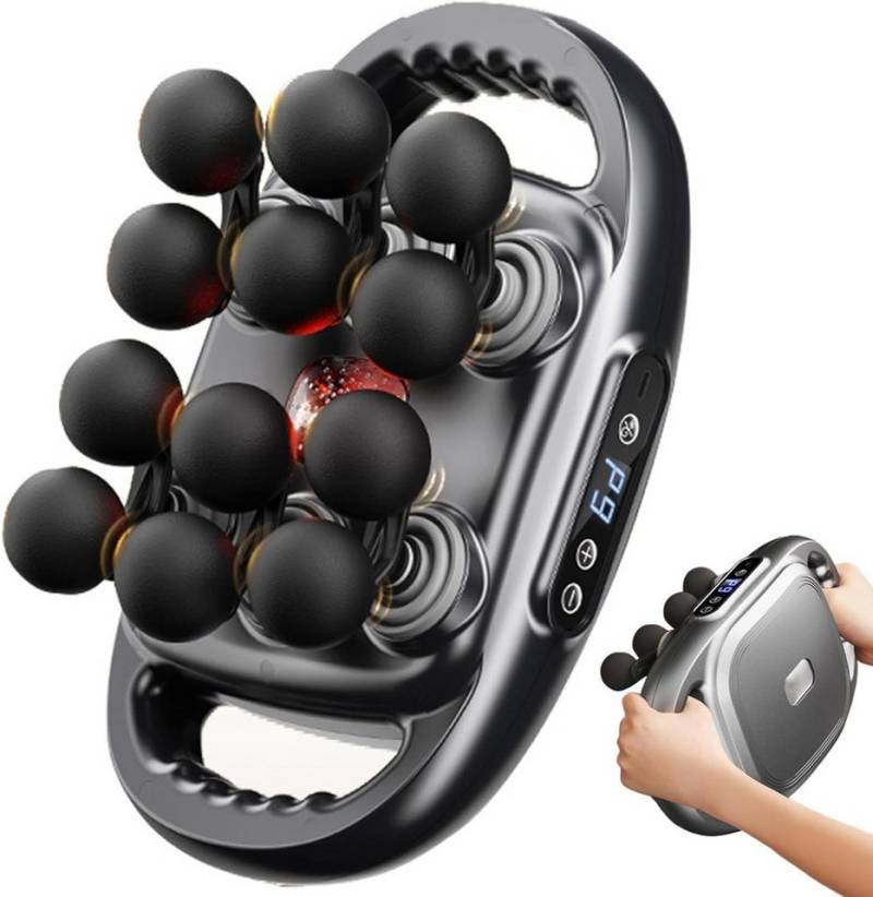 Forrlite Massagegerät Massagegerät, 2-in-1-Nacken-Schulter-Rücken-Massagegerät, mit 12 Massageköpfen, Muskelmassagegerät mit 9 Intensitätsstufen, elektrische Massagepistole von Forrlite
