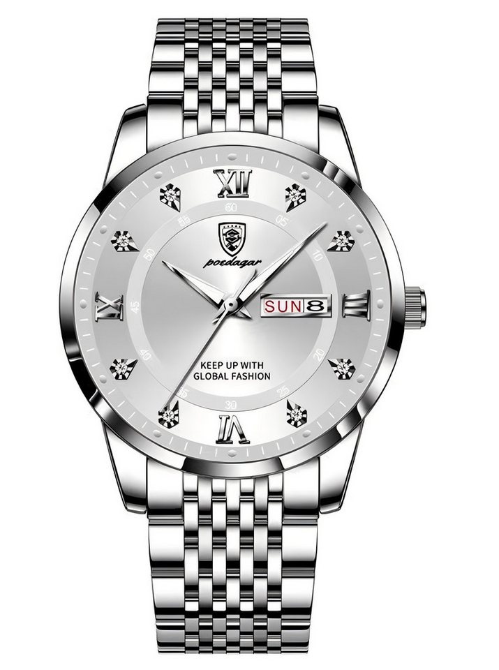 Forrlite Quarzuhr Quarzuhr, Herren-Armbanduhr, Multifunktionsuhr HerrenUhr, (Quarz Uhr mit Edelstahl Armband), Quarzuhr Multifunktionsuhr Armbanduhr, Chronograph Herrenuhr von Forrlite