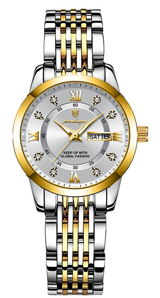 Forrlite Quarzuhr Quarzuhr Multifunktionsuhr Armbanduhr, Chronograph Damenuhr, (Armbanduhr Edelstahl Damenuhr Uhr, Edelstahl Armbanduhr), Edelstahl Uhr für Damen modisch und leger von Forrlite