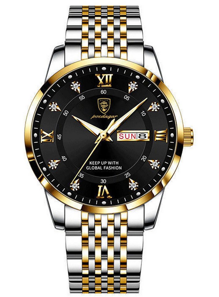 Forrlite Quarzuhr Quarzuhr Multifunktionsuhr Armbanduhr, Chronograph Herrenuhr, Quartz Edelstahl Uhr für Männer modisch und leger von Forrlite