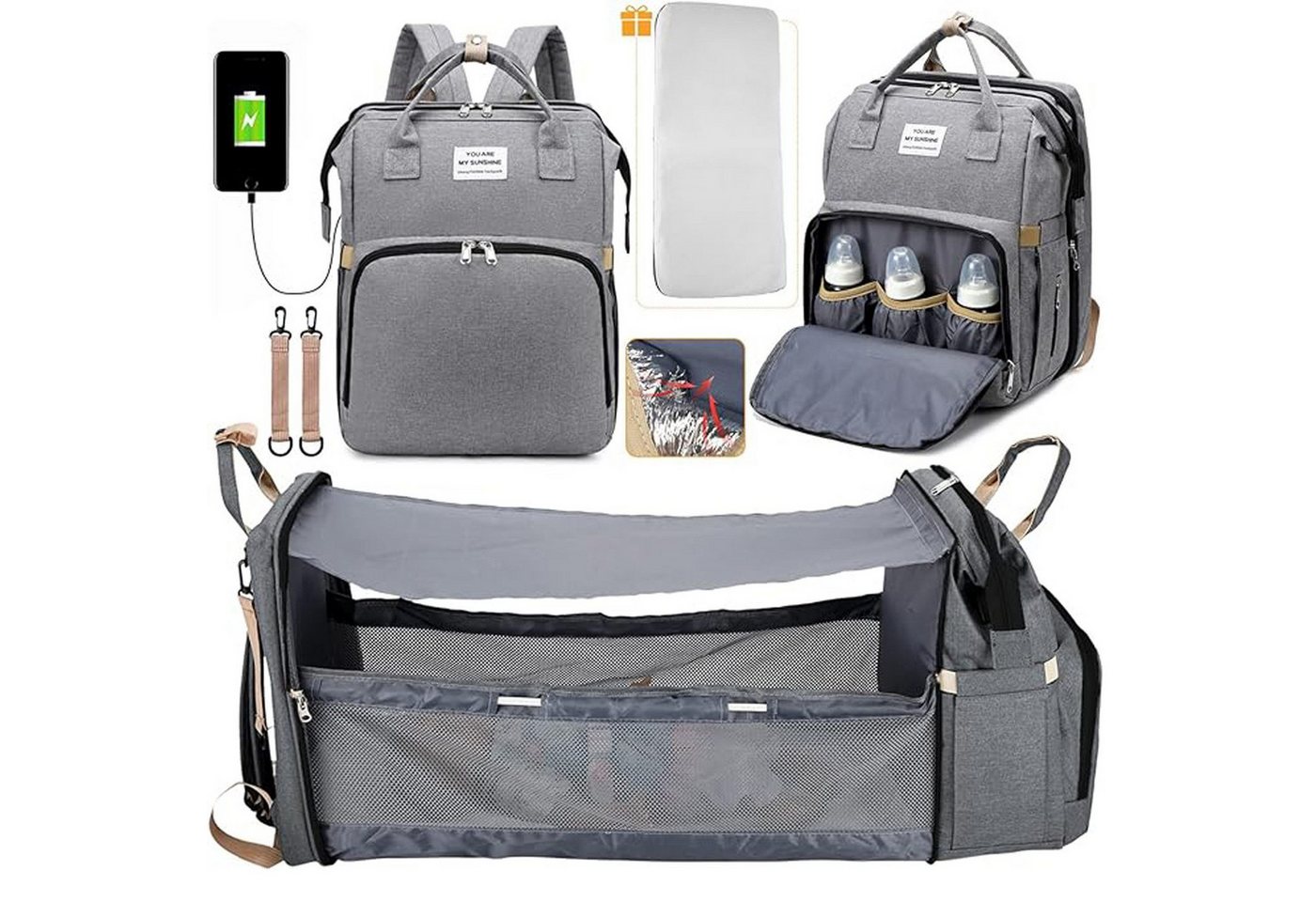 Forrlite Wickelrucksack Baby Wickelrucksack, Wickeltasche Multifunktions Reise Rucksack von Forrlite