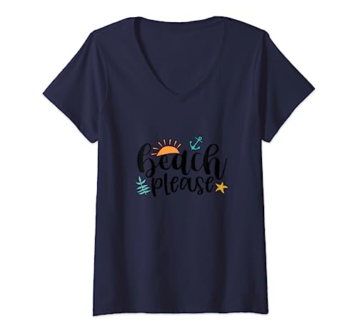 Damen Beach Please – lustiges Sommer-Design T-Shirt mit V-Ausschnitt Damen Beach Please – lustiges Sommer-Design T-Shirt mit V-Ausschnitt von Forsberg Designs