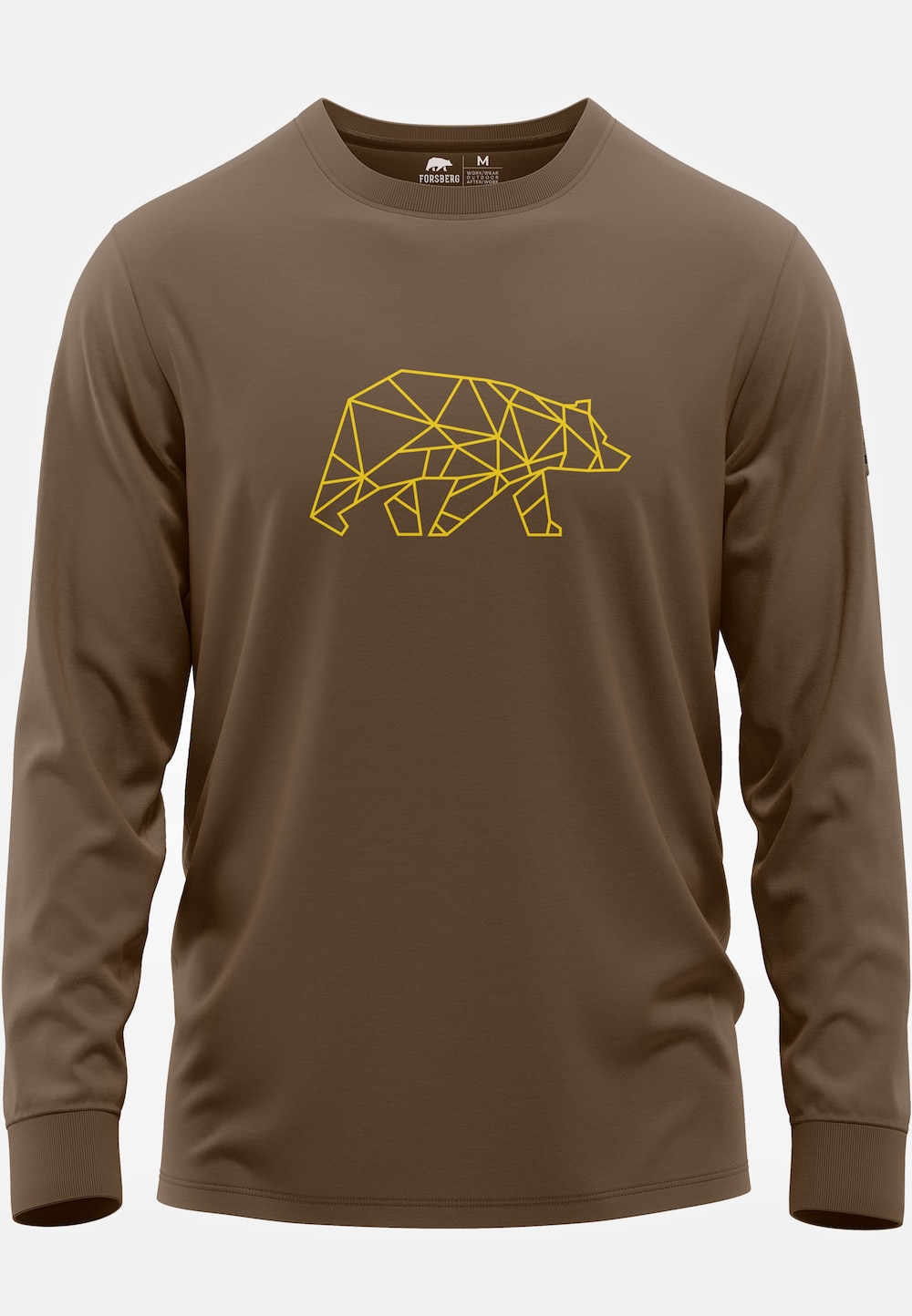 Große Größen Langar II Langarm-Shirt mit Logo & BÄR, Herren, braun, Größe: XL, Baumwolle, Forsberg von Forsberg