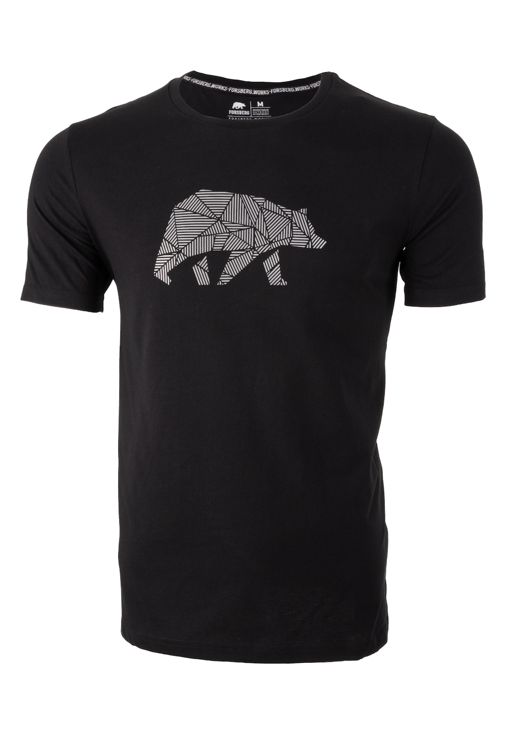 Große Größen T-Shirt mit reflektierendem Brustlogo, Herren, schwarz, Größe: XL, Baumwolle, Forsberg von Forsberg