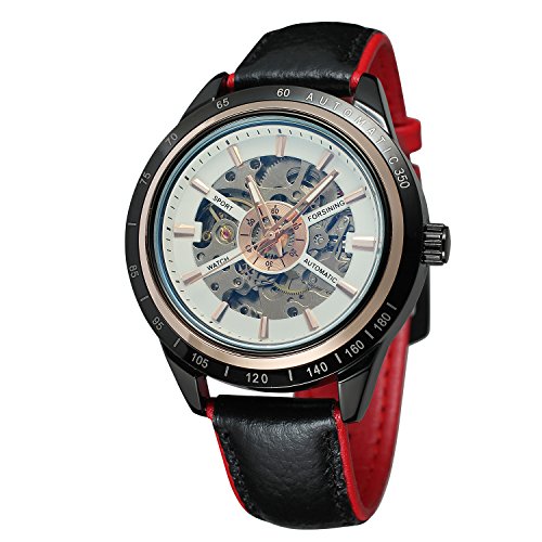 FORSINING Men's Automatic Selfw-Winding Skeleton Analogue Watch Leather Strap FSG8042M3 FSG8042M3T4 von FORSINING