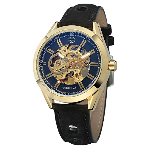 FORSINING Men's Casual Skeleton Automatic Self-Wind Analog Watch with Leather Strap FSG8134M3G3 von FORSINING