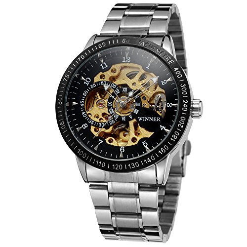 FORSINING Men's Automatic Skeleton Leather Strap Watch with Stainless Steel Bracelet WRG8031M4T4 von FORSINING