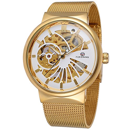 FORSINING Men's Mechanical Ultra Thin Stainless Steel Bracelet Skeleton Analog Watch FSG8126M4G2 von FORSINING