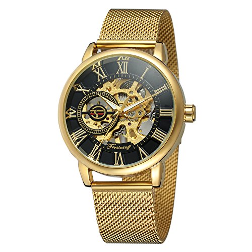FORSINING Men's Mechanical Hand-Wind Analog Skeleton Watch with Stainless Steel Bracelet FSG8099M4G2 von FORSINING