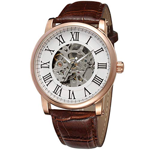 FORSINING Casual Men's Skeleton Alloy Case Leather Strap Automatic Mechanical Wrist Watch WRG8051M3R6 von FORSINING