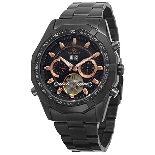 FORSINING Men's Automatic Stainless Steel Steampunk Tourbillon Wristwatch FSG340M4B1 von FORSINING