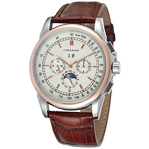 FORSINING Men's High-end Automatic Moon Phase Leather Wrist Watch FSG319M3T1 von FORSINING