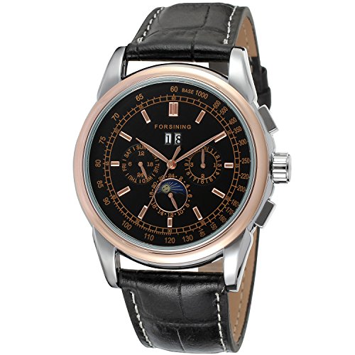 FORSINING Men's High-end Automatic Moon Phase Leather Wrist Watch FSG319M3T3 von FORSINING