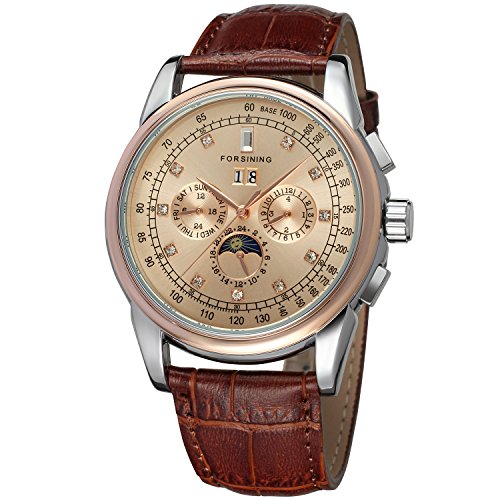 FORSINING Men's High-end Automatic Moon Phase Leather Wrist Watch FSG319M3T5 von FORSINING
