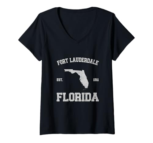 Damen Fort Lauderdale T-Shirt mit V-Ausschnitt von Fort Lauderdale, Florida FL Designs 0825