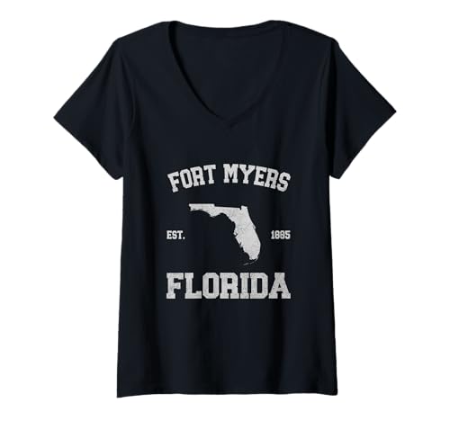 Damen Fort Myers T-Shirt mit V-Ausschnitt Damen Fort Myers T-Shirt mit V-Ausschnitt von Fort Myers, Florida FL Designs 0825