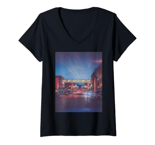 Damen Fort Worth Stockyards Texas im Cowboy-Design T-Shirt mit V-Ausschnitt Damen Fort Worth Stockyards Texas im Cowboy-Design T-Shirt mit V-Ausschnitt von Fort Worth Texas Stockyards Gifts