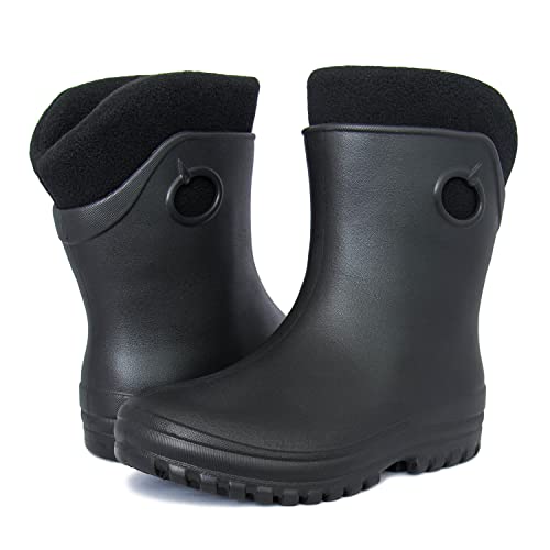 FortMen Federleichte EVA Gefütterte Gummistiefel Damen Thermo 36-41 halbhohe warme Winter Herbst Frühling Stiefel mit Futter Regenschuhe (Schwarz, 37) von FortMen