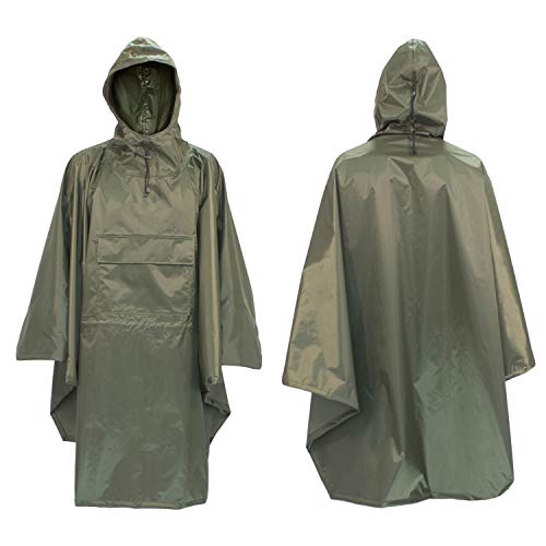 FortMen Regenponcho Wasserdicht Herren BW Outdoor Wander Jagd Poncho - 100% Nylon Unigröße Inkl. Tragetasche - Regenschutz Rucksack Cape von FortMen