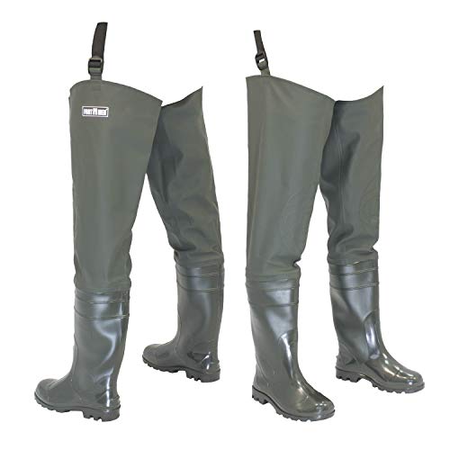 FortMen Watstiefel Herren Anglerhose mit Stiefel wasserdichte Wathose Größe Gr. 38-47 Lange Watthosen Gummistiefel Fishing Boots Angel (Olivgrün, EU Schuhgrößensystem, Erwachsene, Numerisch, M, 40) von FortMen