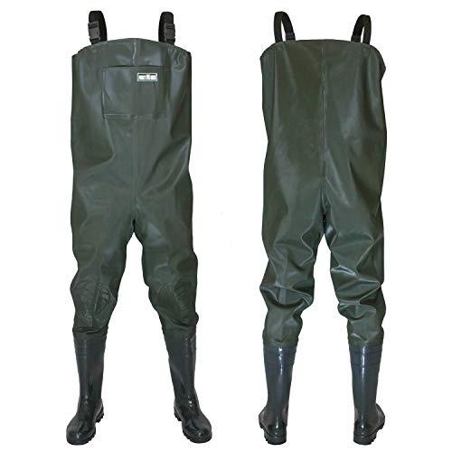 Wathose Herren Anglerhose mit Stiefel Gr 38-47 wasserdichte Watthosen Teich Fischer Watstiefel Hose (44) von FortMen