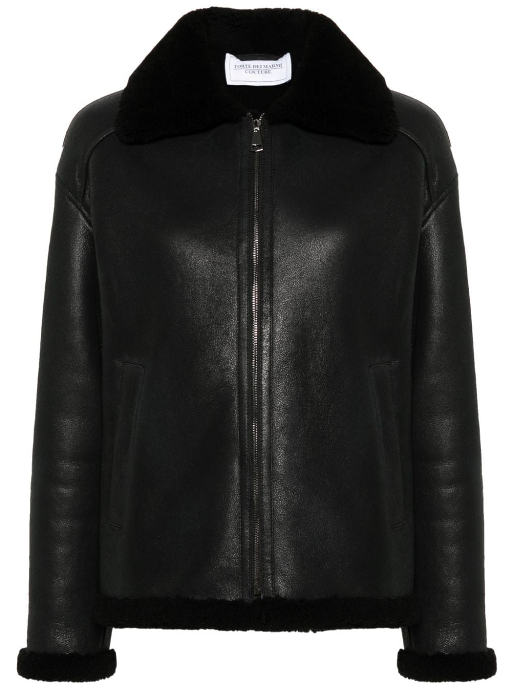 Forte Dei Marmi Couture Lederjacke mit Besatz aus Shearling - Schwarz von Forte Dei Marmi Couture