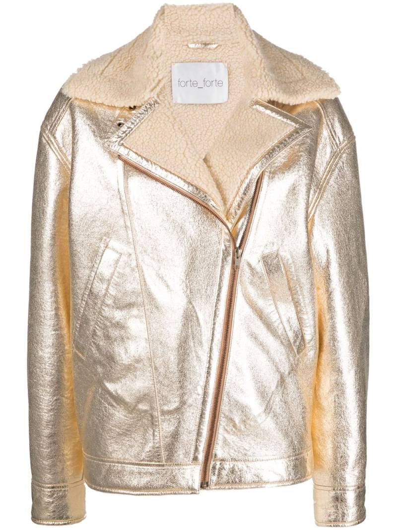 Forte Forte Bikerjacke im Metallic-Look - Gold von Forte Forte