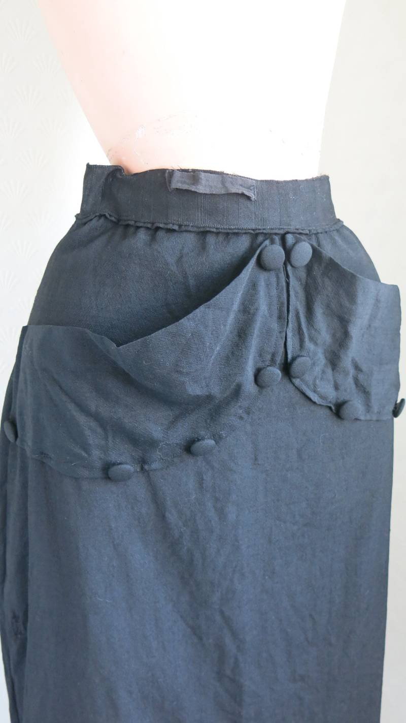 30Er 40Er Viktorianisch Edwardian Stil Schwarz Rock Taschen Knöpfe Extra Klein von Fortid