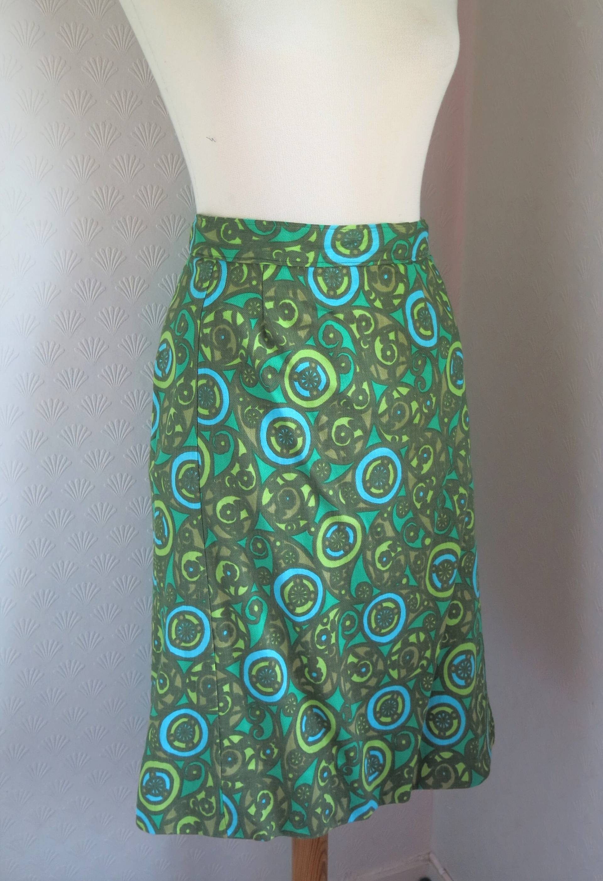50S 60 Grün Petrol Op Art Abstrakt Druck Norweger Rock Small Medium 50S 60 Grün Petrol Op Art Abstrakt Druck Norweger Rock Small Medium von Fortid