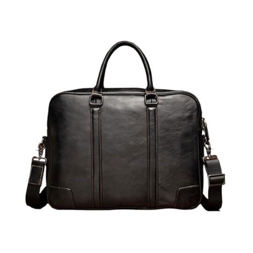FortisForm Echtes Leder Laptop Taschen Totes Computer Taschen Herren Schulter Taschen Gepäck Messenger Aktentaschen Handtaschen(Black) von FortisForm