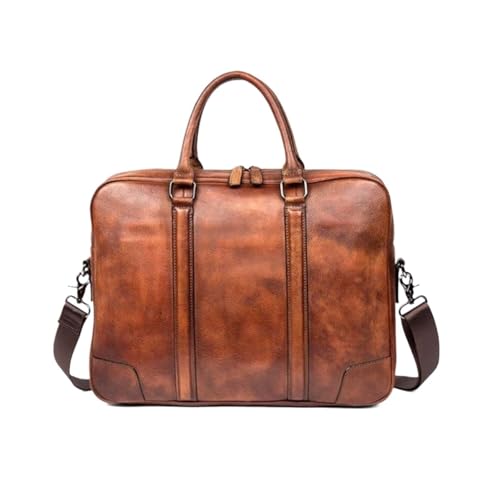 FortisForm Echtes Leder Laptop Taschen Totes Computer Taschen Herren Schulter Taschen Gepäck Messenger Aktentaschen Handtaschen(Brown) von FortisForm