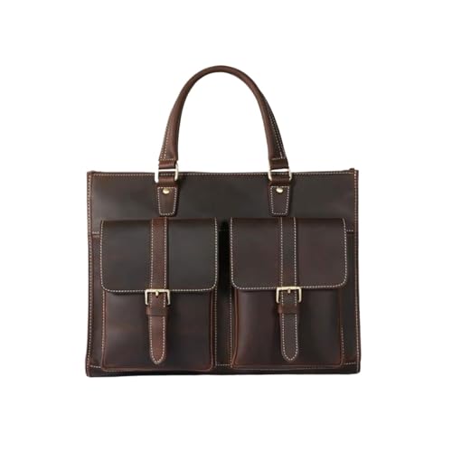 FortisForm Echtes Leder Totes Computer Taschen Herren Schulter Taschen Messenger Aktentaschen Handtaschen Laptop Taschen(Brown) von FortisForm