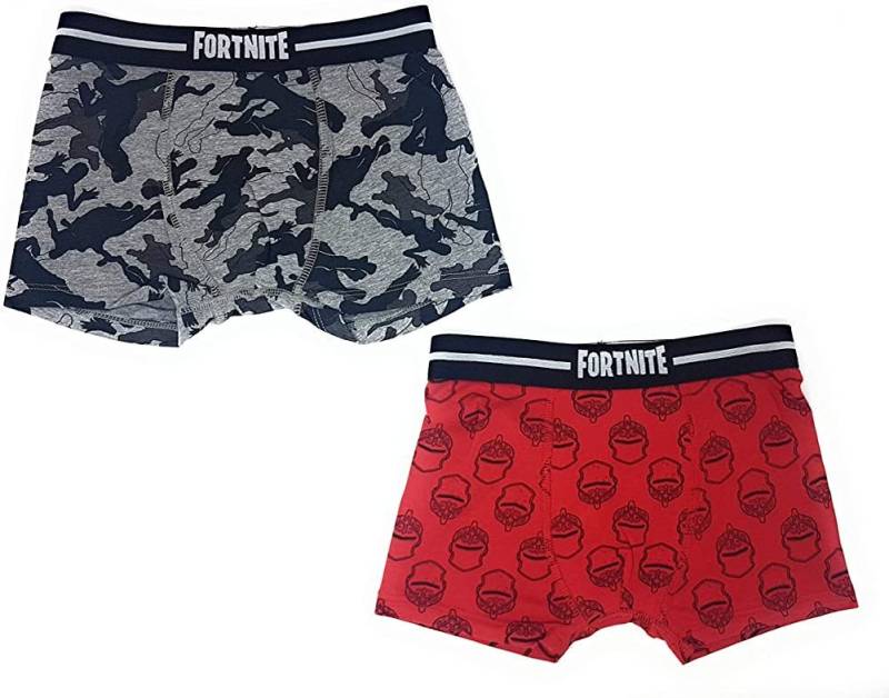 Fortnite Boxershorts FORTNITE Boxershorts Jungen Unterhosen 2 Stück Doppelpack rot + grau Kinder Slips Schlüpfer Gr. 122 128 140 152 164 von Fortnite