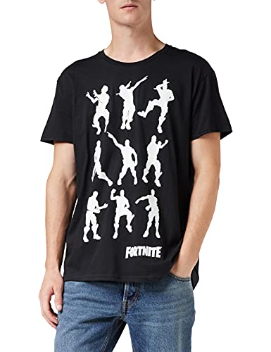 Fortnite Dancing Emotes T Shirt, Adultes, S-2XL, Schwarz, Offizielle Handelsware von Fortnite