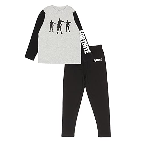 Fortnite Flossing Emotes Jungen Long Pyjamas Set Schwarz/Heather Grau 12-13 Jahre | PS4 PS5 Xbox Gamer Geschenke, Schuljungen PJs, Kinderkleidung, Kinder Geburtstagsgeschenkidee von Fortnite